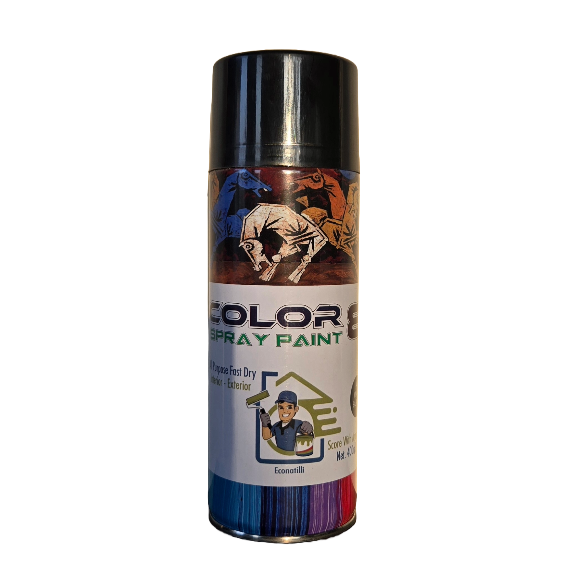 Color 8 Spray Paint 400ml Matt Black.