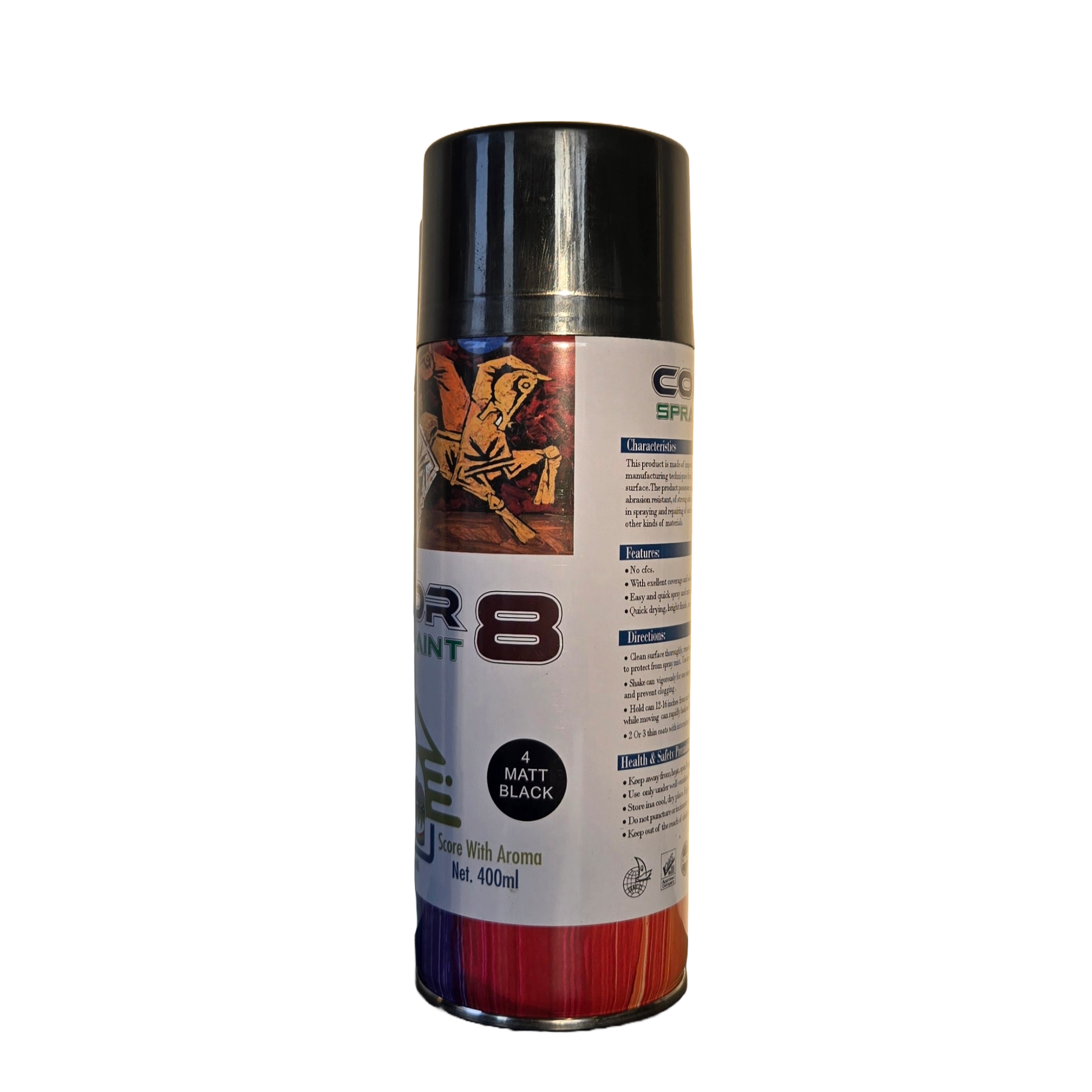 Color 8 Spray Paint 400ml Matt Black.