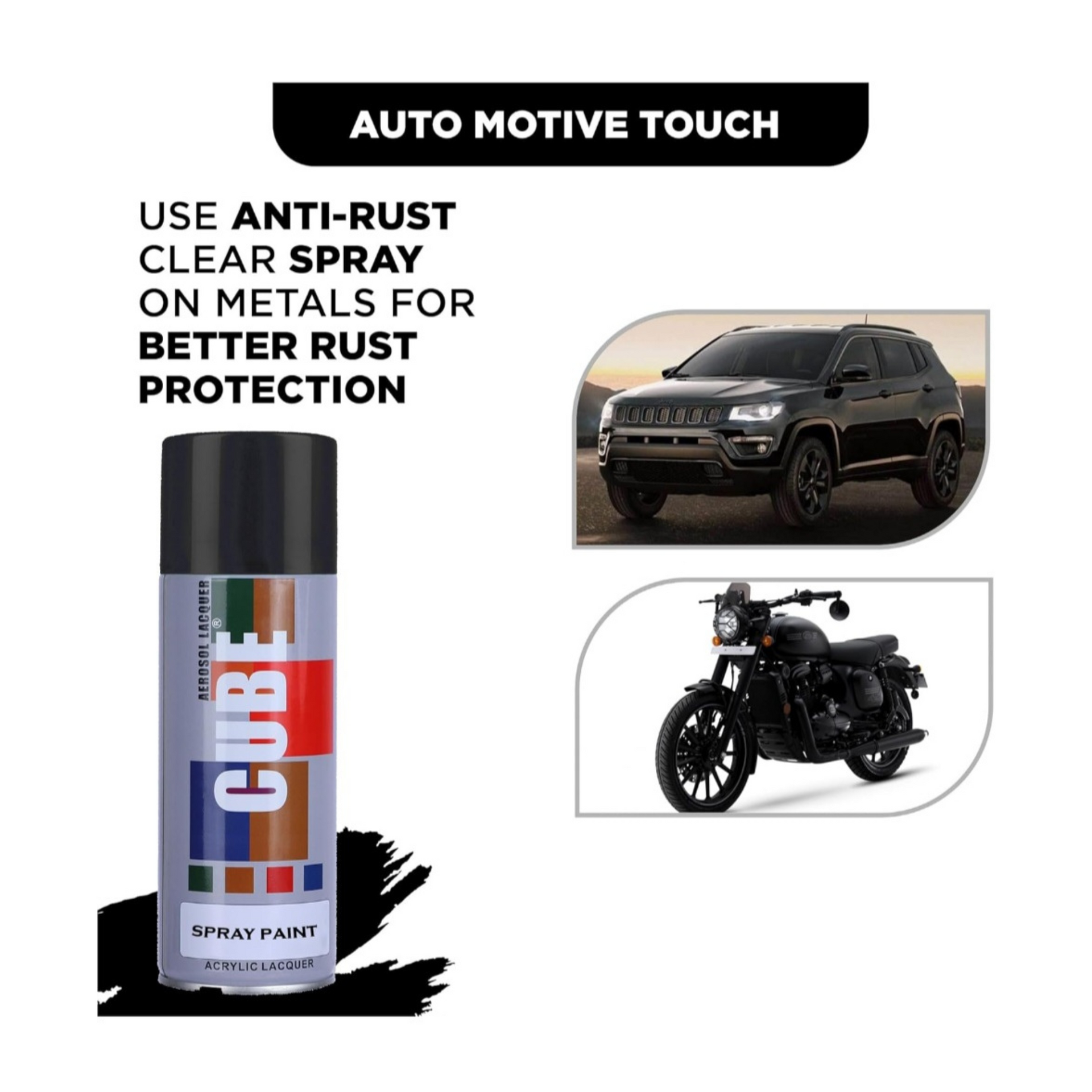 Cube Premium Quality Spray Paint - 400ml Shine Black