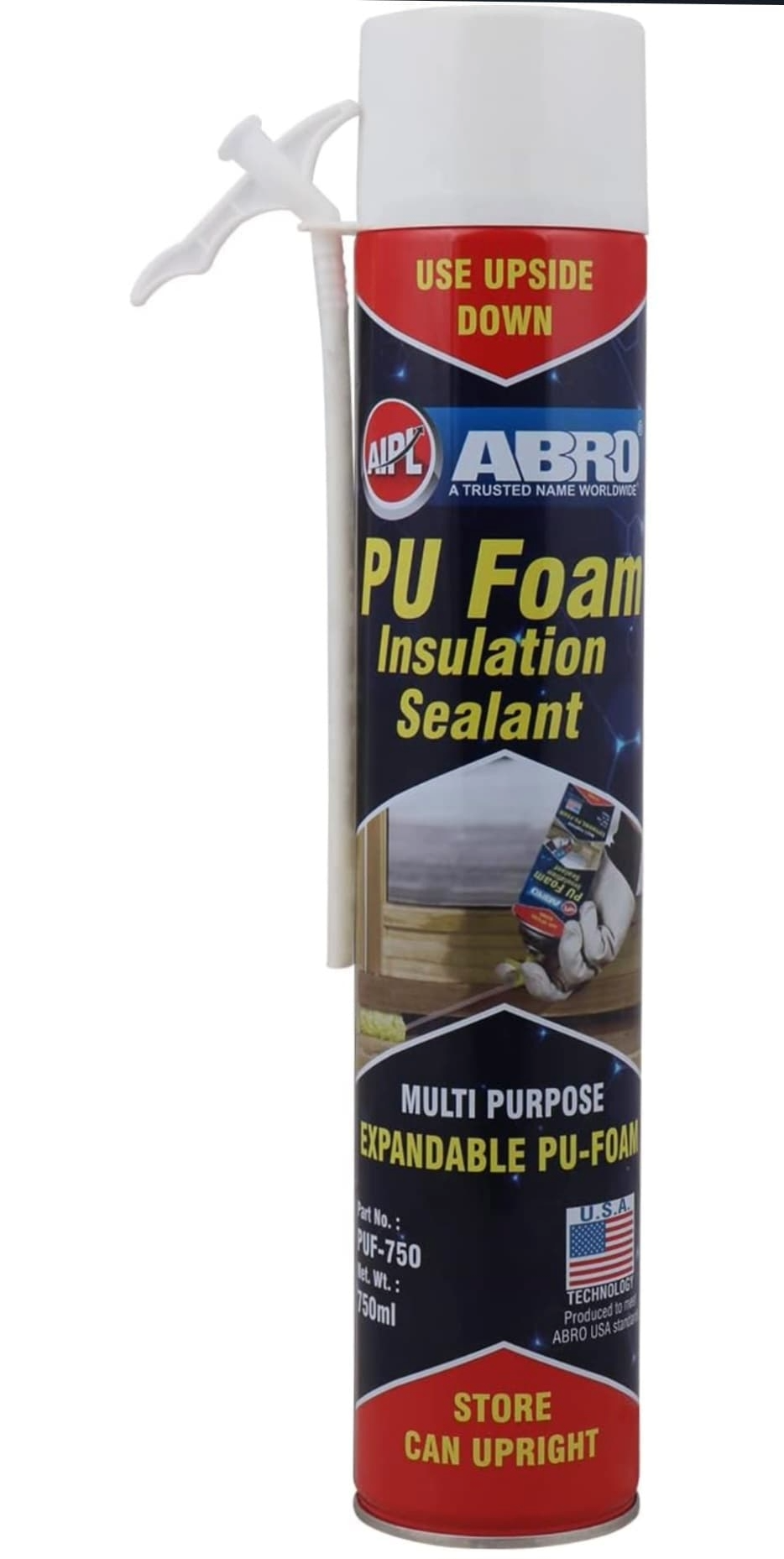 Abro PU Foam Insulation Sealant - Multi Purpose Expandable PU Foam 750ml