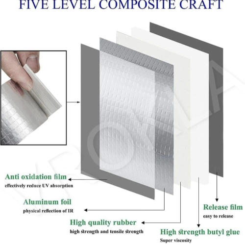 Super Strong Sealing Adhesive Waterproof Tape - Aluminium Foil Tape, Pipe Leakage, Surface Crack 5Cmx5Cm - Silver