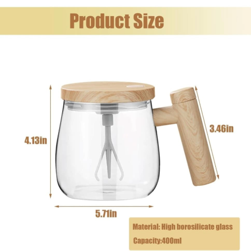 Premium Quality Self Stirring Mug, Electric High Speed Self Stirring Coffee Mug, Transparent Mug with Lid, Mixing Coffee Mug, Suitable For Coffee/Milk/Protein Shake 400ml