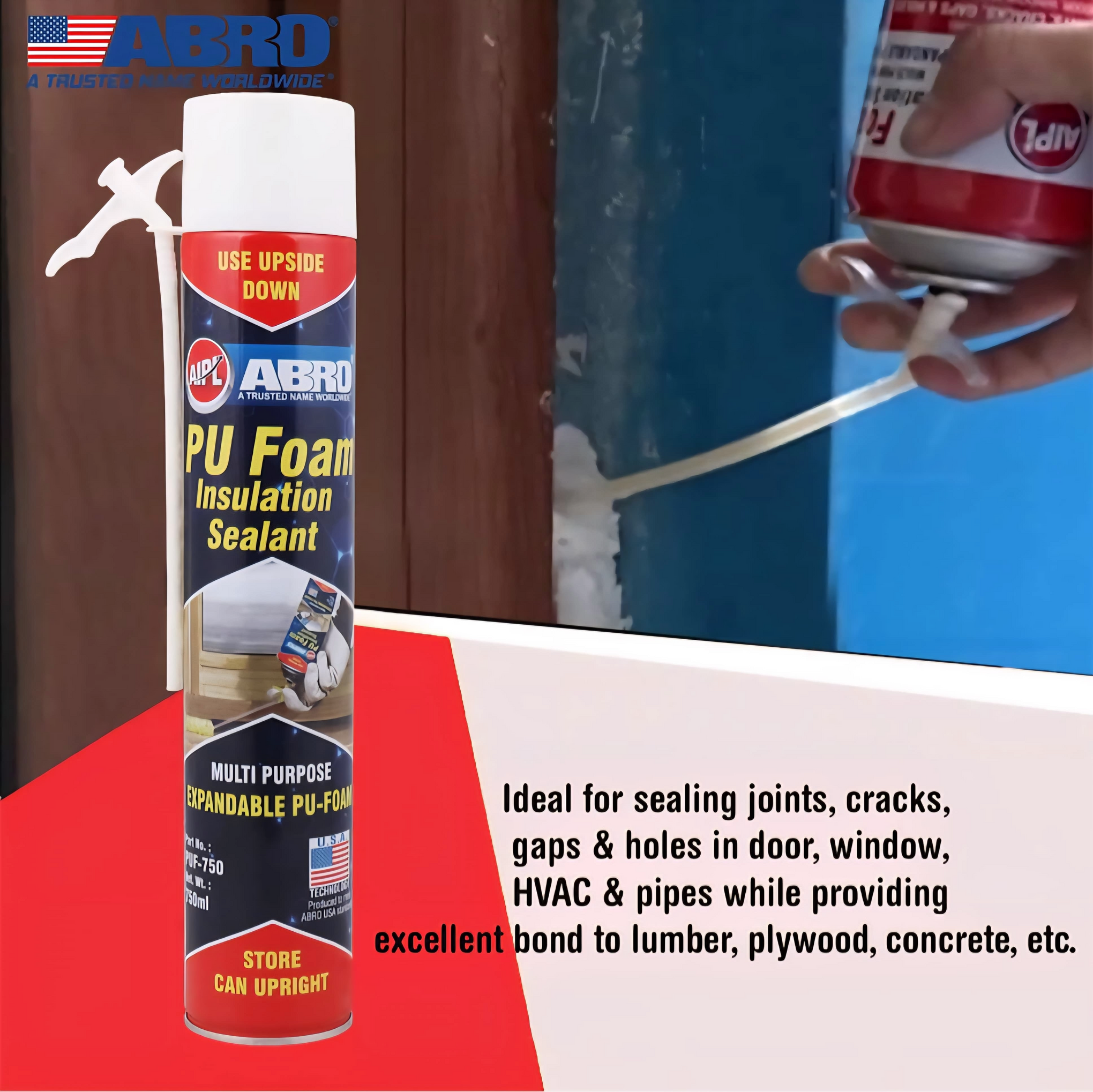 Abro PU Foam Insulation Sealant - Multi Purpose Expandable PU Foam 750ml