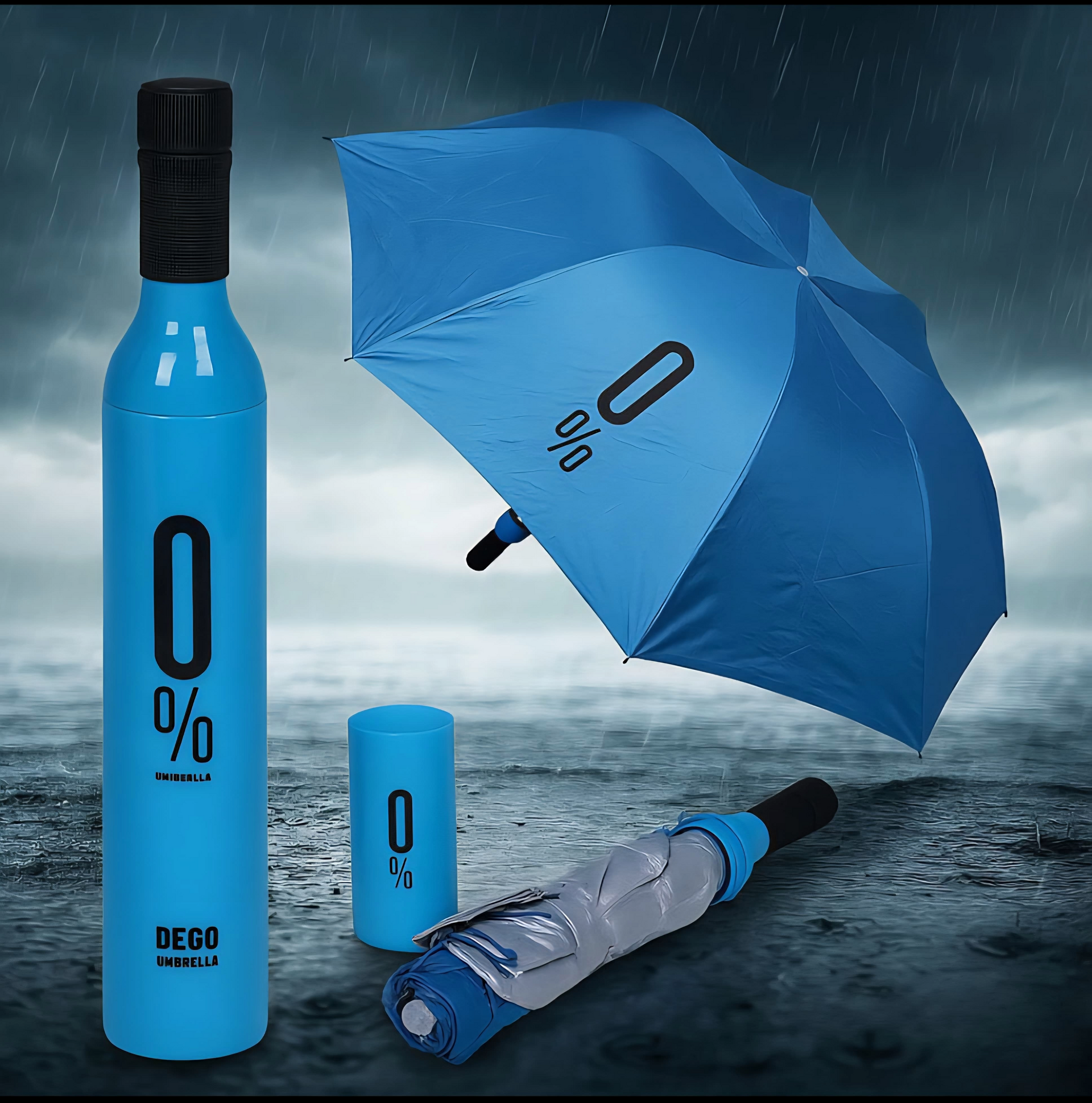 Smrtin Folding Portable Umbrella with Bottle Cover For UV Protection & Rain Umbrella Mini Travel Multicolor