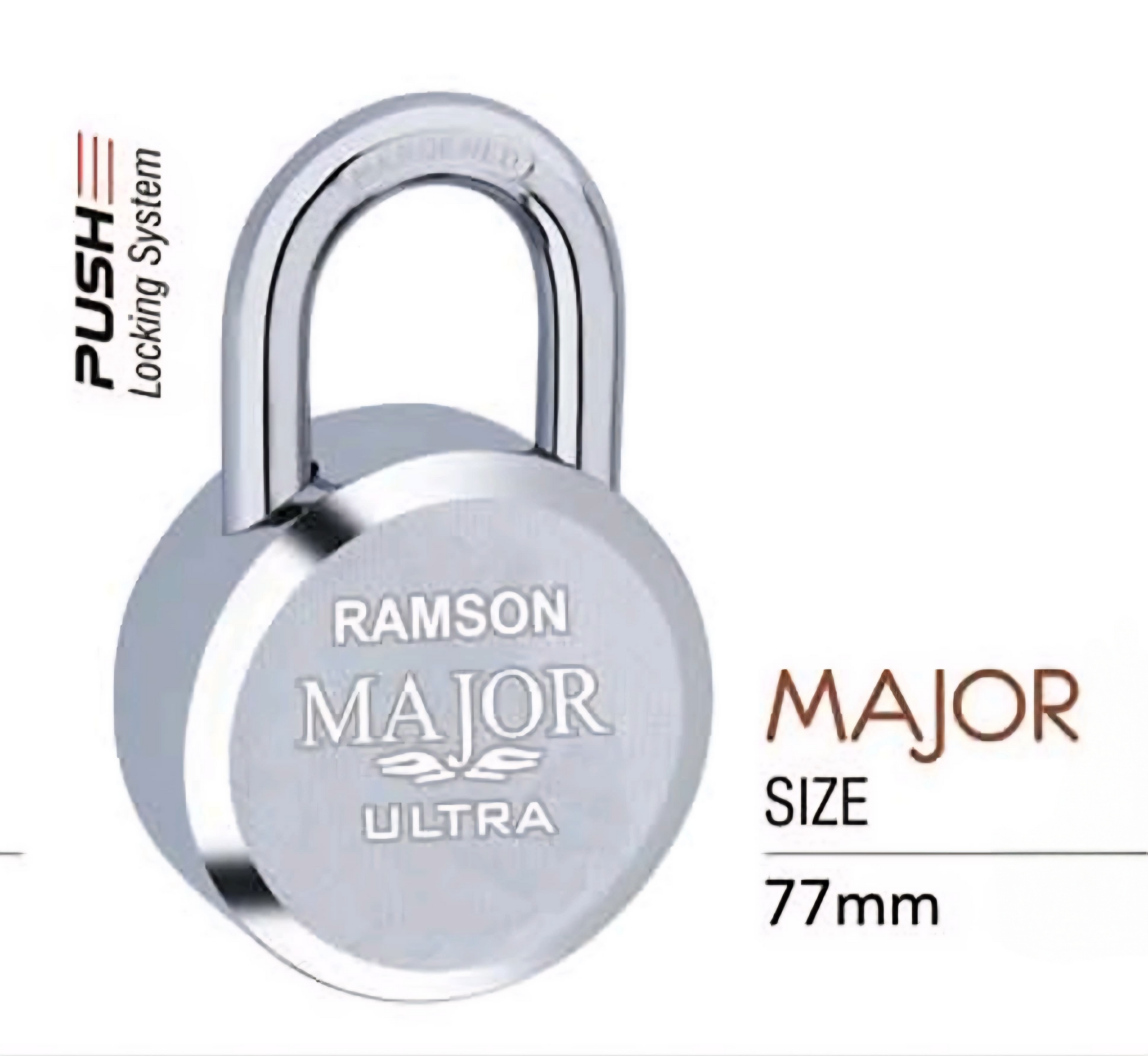 Ramson Premium Quality Pad Lock Major Ultra 77mm with Push Locking System - 4 Ultra Keys