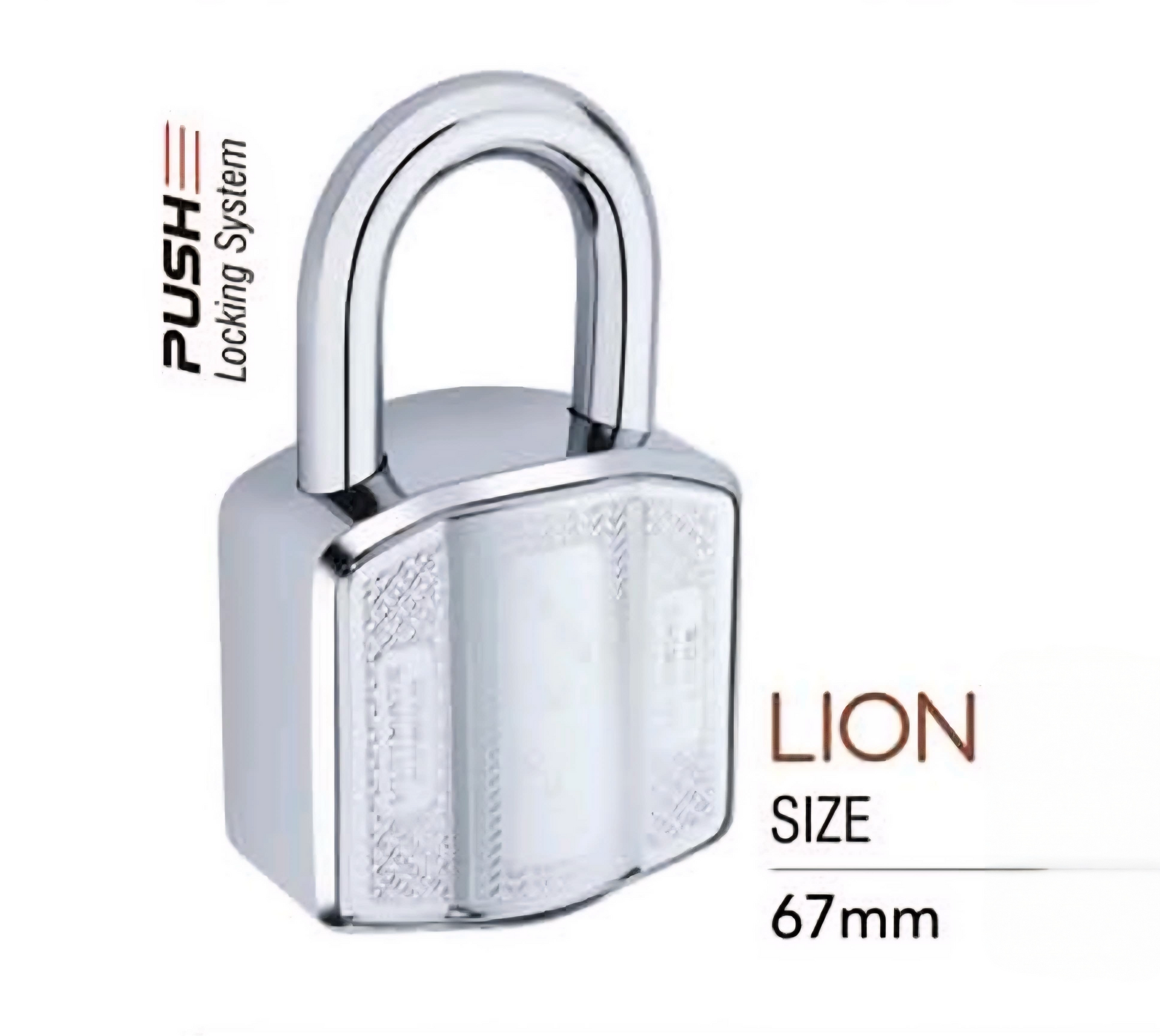 Ramson Premium Quality Pad Lock Lion 67mm With Push Lock System - 4 Ultra Keys