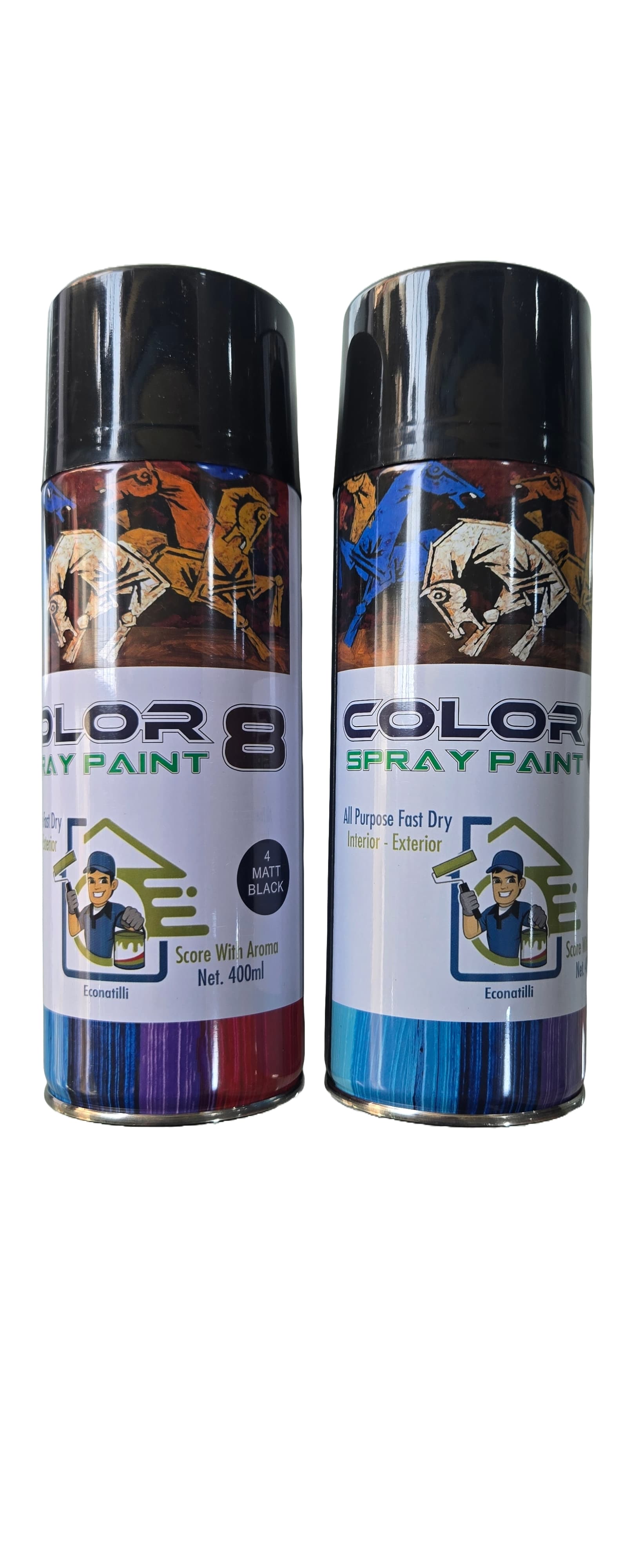 Color 8 Spray Paint Matt Black Pack of 2 800ml