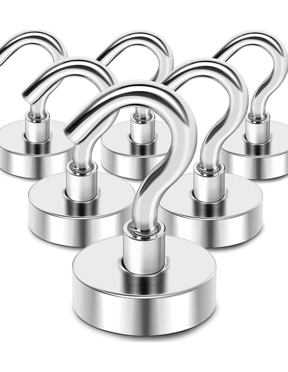 Smrtin Premium Magnetic Hooks | 6KG (13 LBS) Heavy Duty Powerful Magnet Hooks | Multi-Purpose Hanger for Fridge, Ceiling & Wall | Rust-Resistant (White/Silver, Pack of 5)