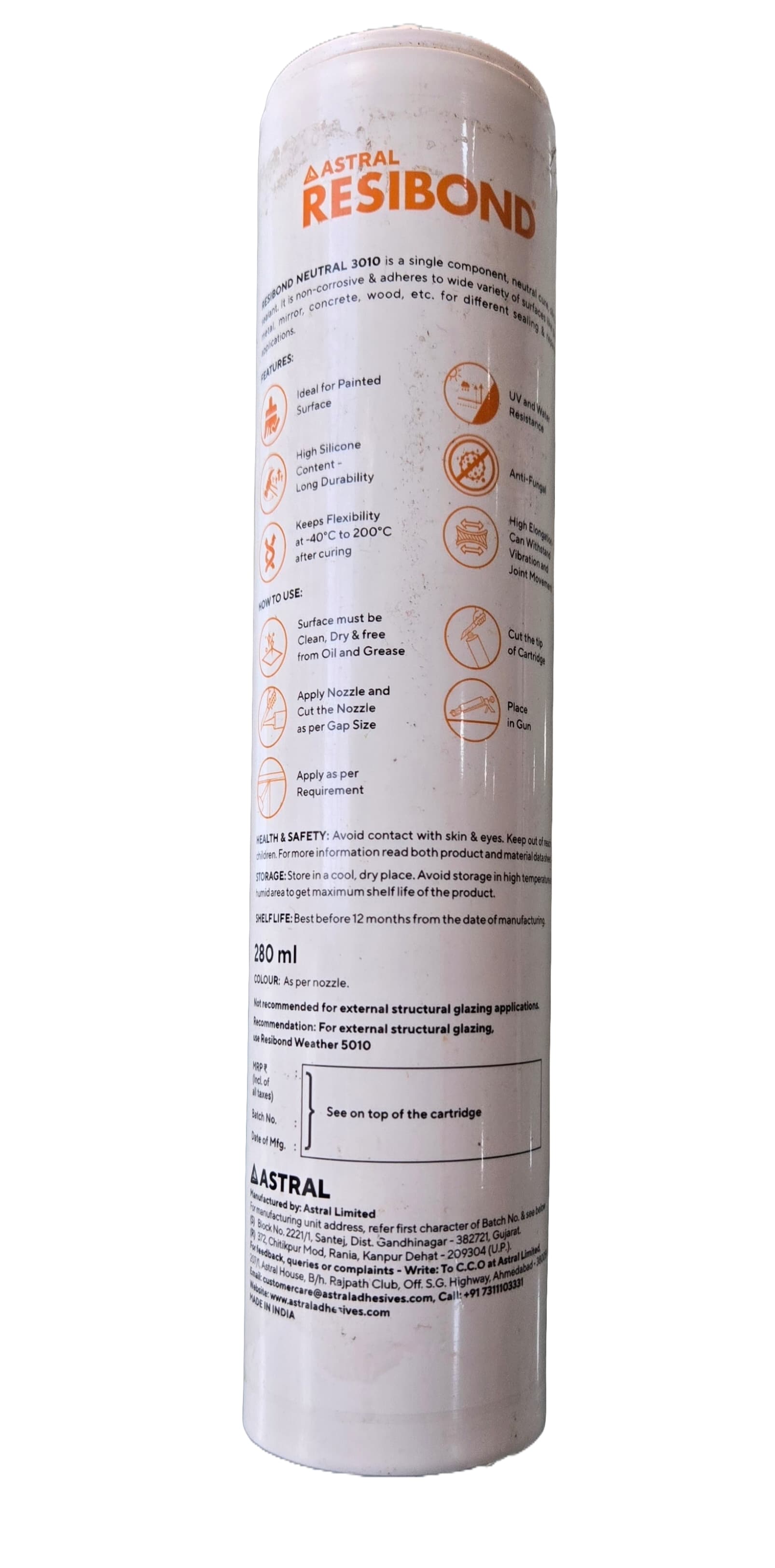 Astral Resibond Neutral 3010 Silicone Sealant for Mirror and Glass