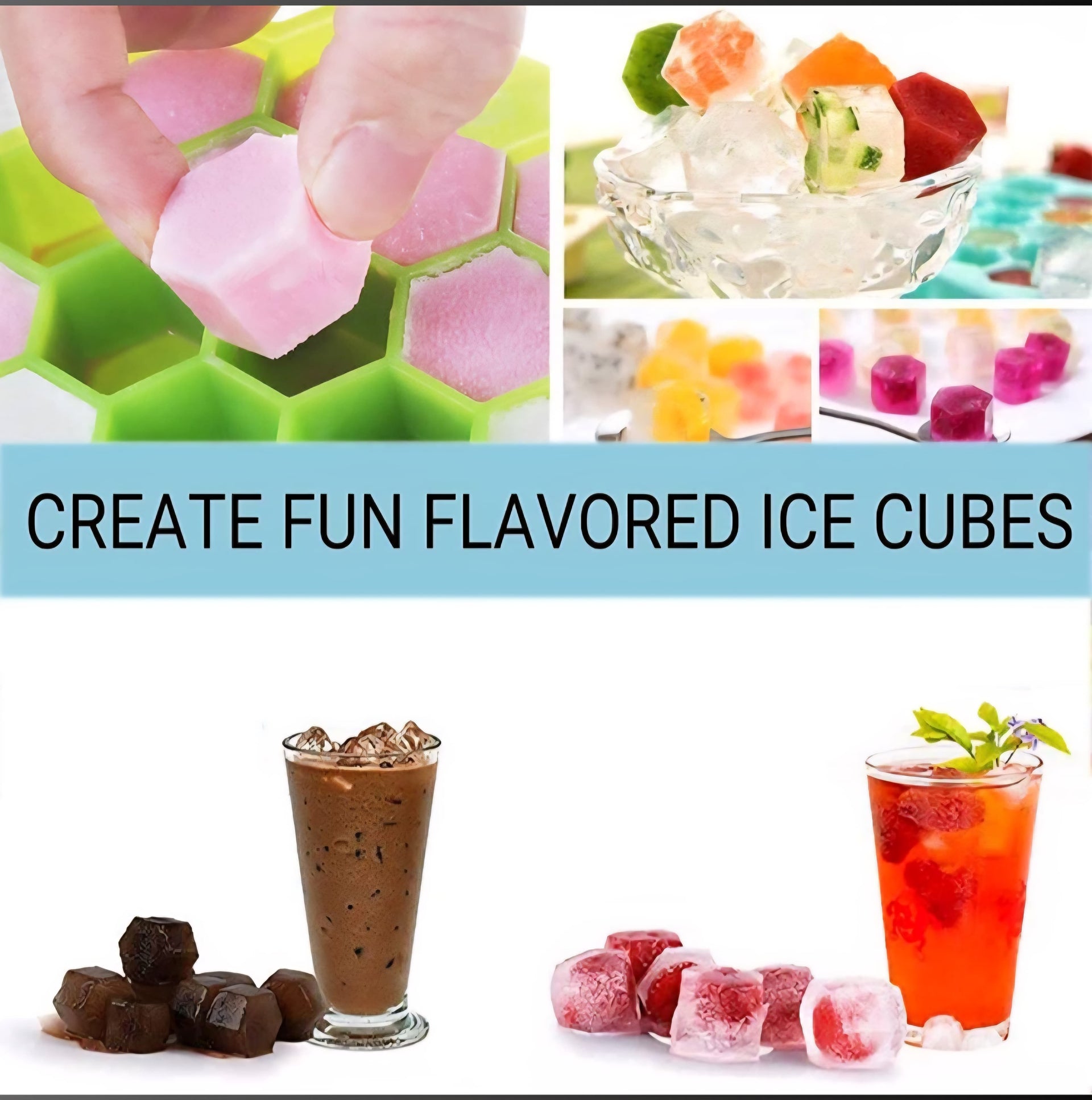 Smrtin Premium Quality Honeycomb Silicone Ice Cube Tray Pack of 2