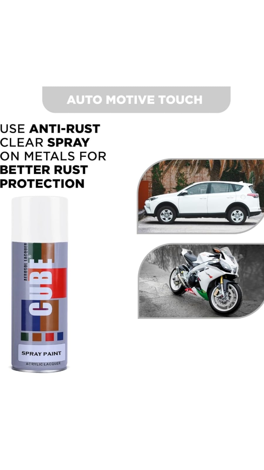 Cube Premium Quality Spray Paint White 100% Original Pack of 2 - 800ml