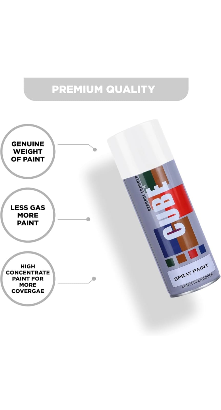 Cube Premium Quality Spray Paint White 100% Original Pack of 2 - 800ml