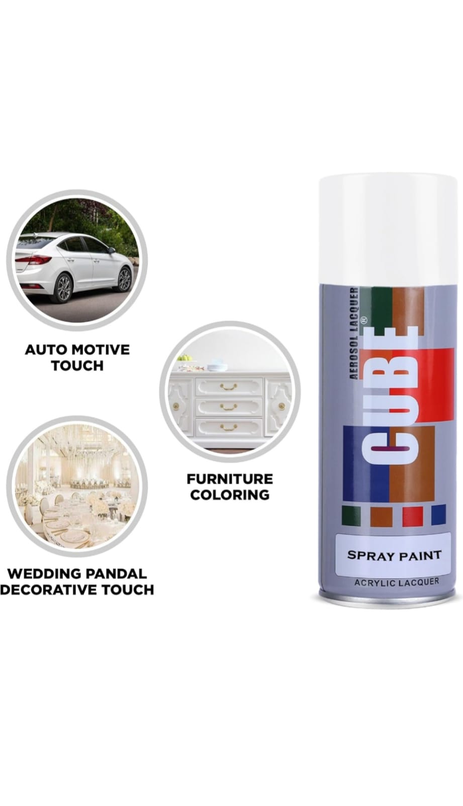 Cube Premium Quality Spray Paint White 100% Original Pack of 2 - 800ml