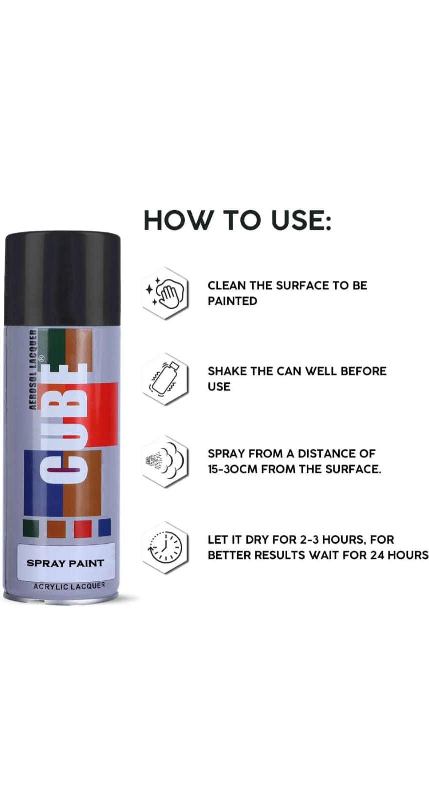 Cube Premium Quality Spray Paint Matt Black 100% Original - 400ml