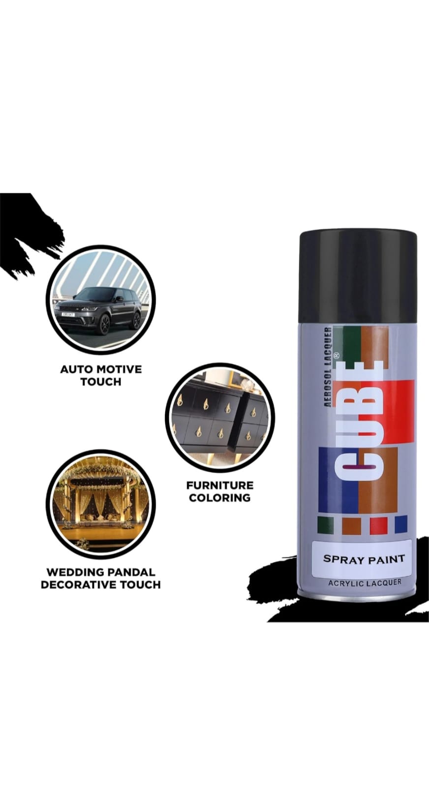 Cube Premium Quality Spray Paint Matt Black 100% Original - 400ml