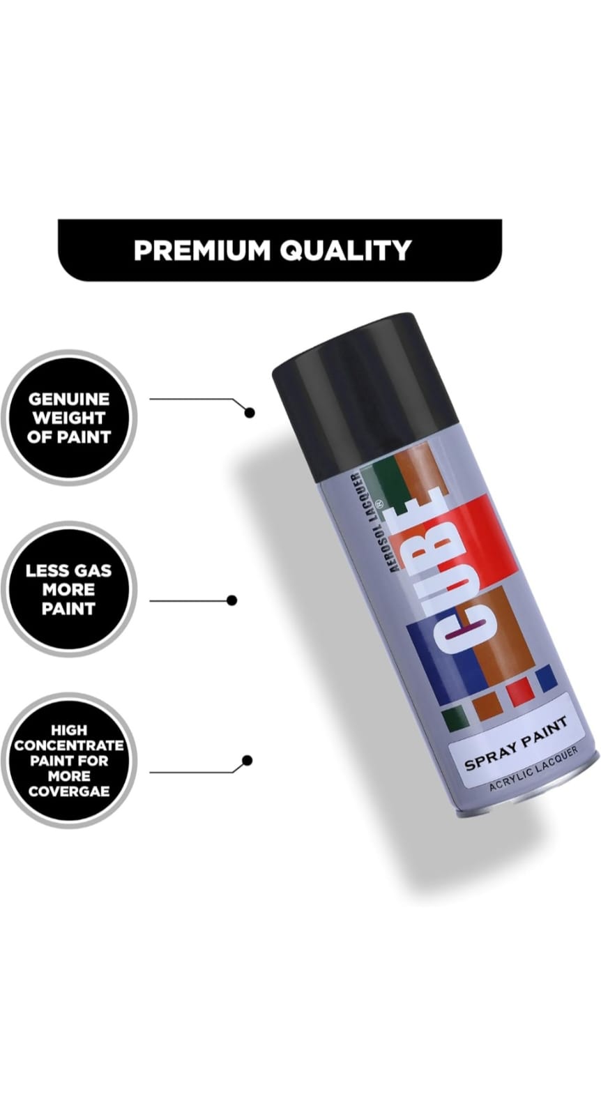 Cube Premium Quality Spray Paint Matt Black 100% Orignal Pack of 2 - 800ml