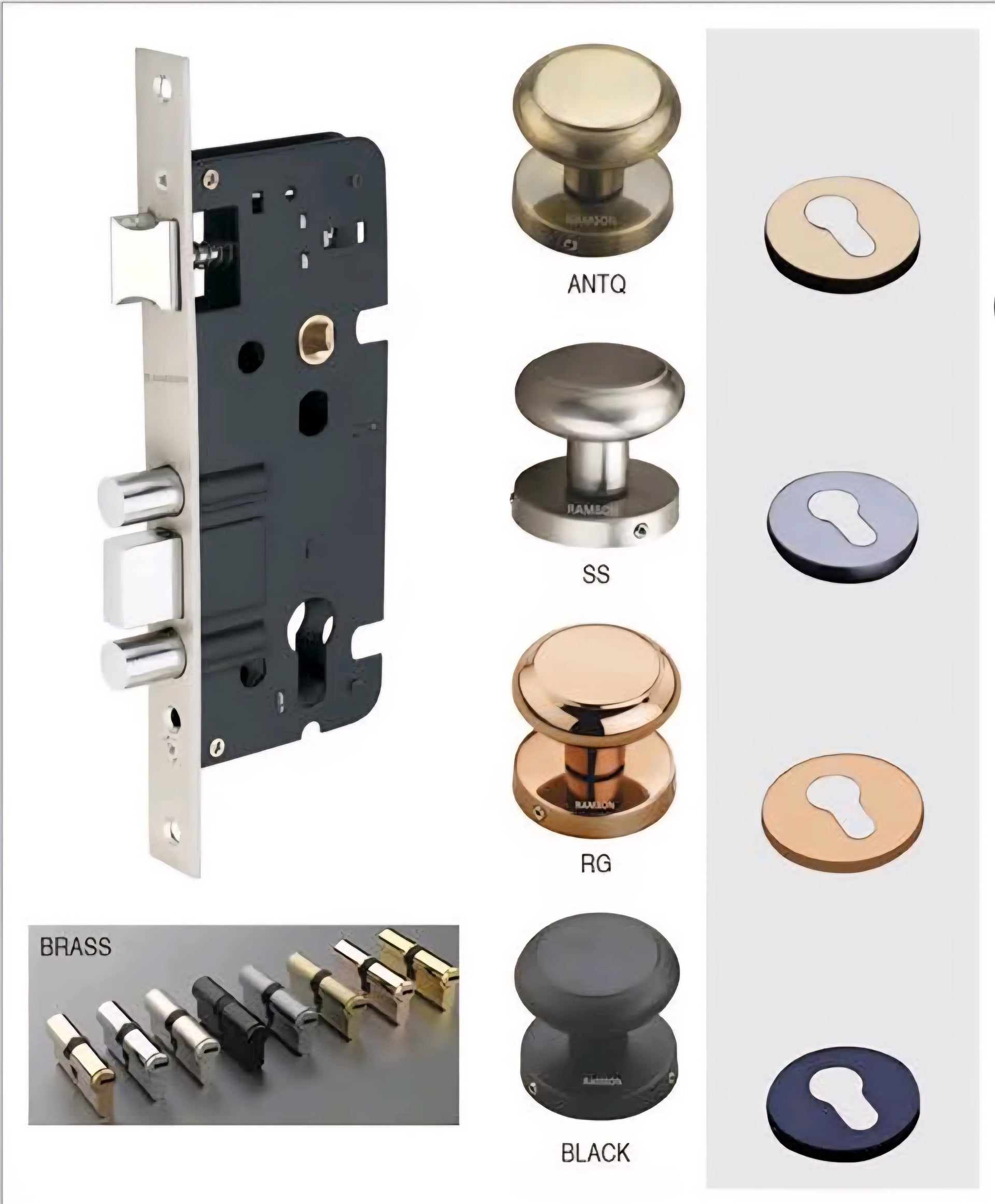 Ramson Premium Quality Stainless Steel Mortise Kodak SS Plate 304 Grade Handle With Cylinder Key – 8 inch (200mm)