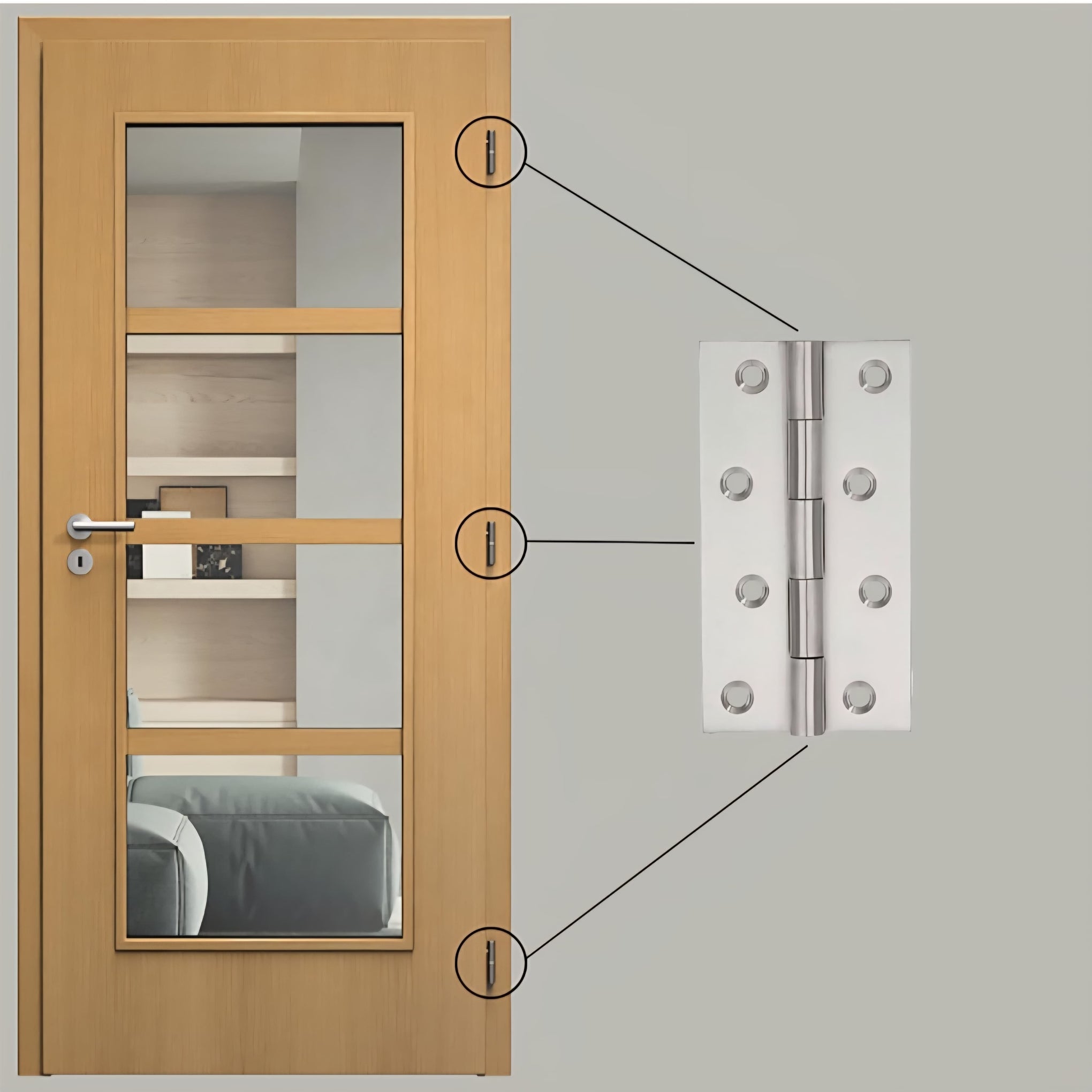 Ramson Premium Quality Premium Stainless Steel Butt Hinges For Doors and Windows Loose 3 inchx16 Gauge-Pack of 6