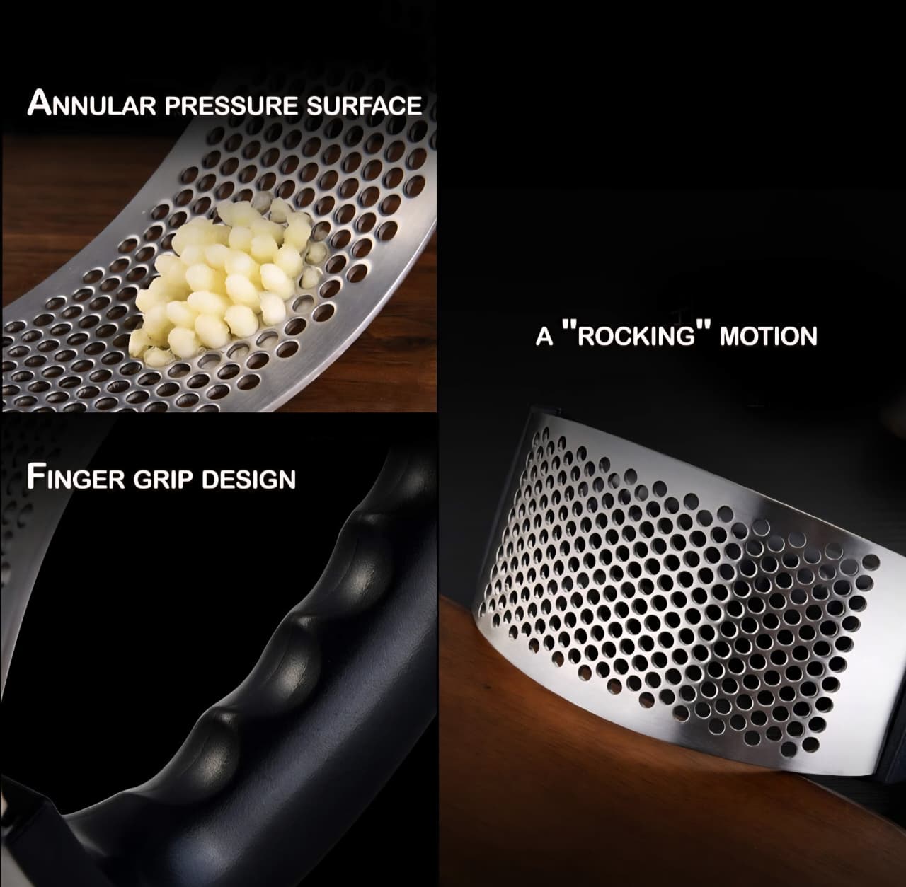 Smrtin Kitchen Stainless Steel Garlic Press with Ergonomic Handle, Garlic Crusher,Handy Garlic Crusher- Multicolor
