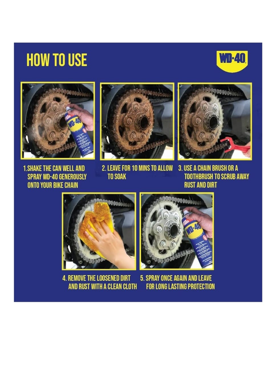 WD-40 Multipurpose Spray, Cleans Bike and Bicycle Chains, Rust Remover, Hinge Lubricant, Loosens Jammed Parts, Degreaser and Cleaning Agent, 420ml x Pack of 1