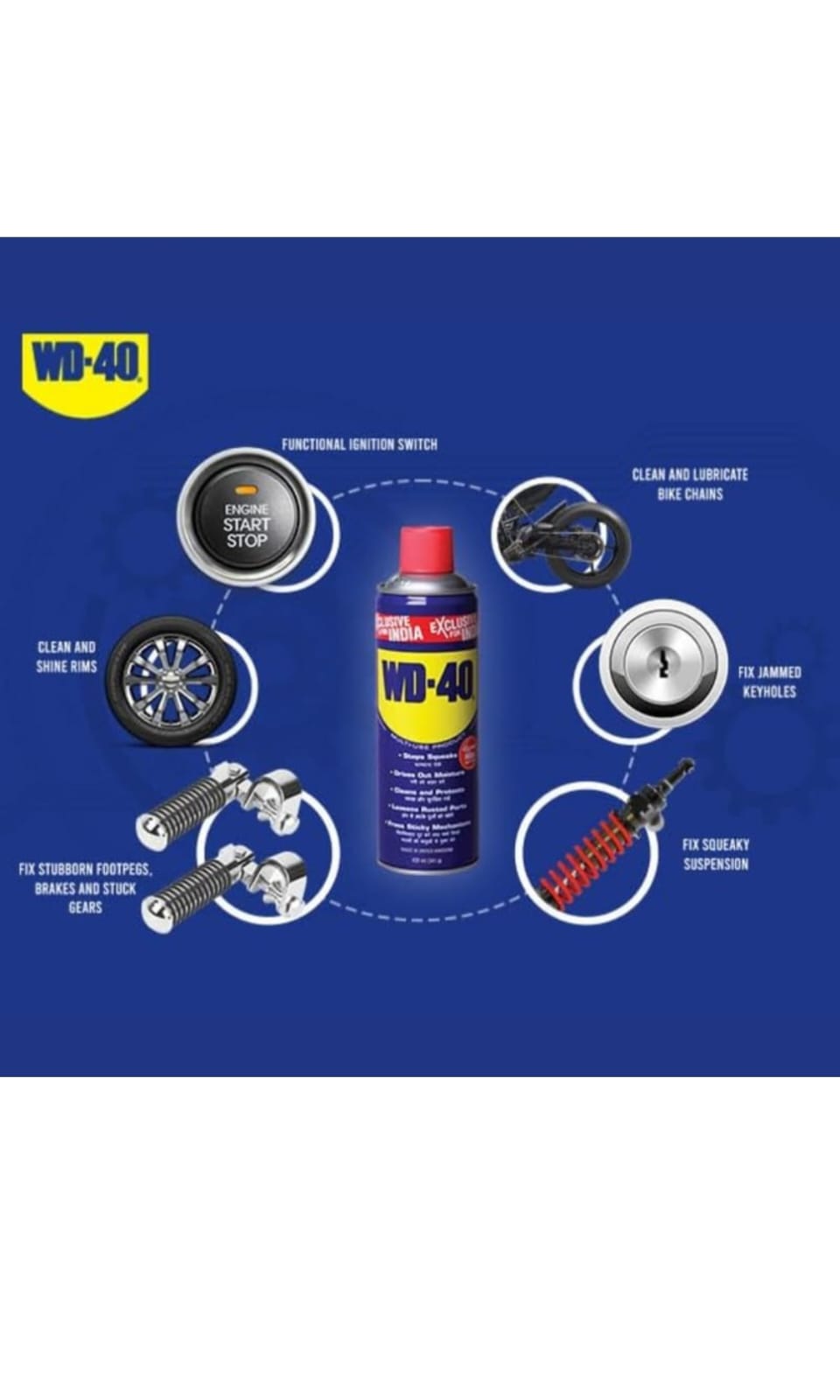 WD-40 Multipurpose Spray, Cleans Bike and Bicycle Chains, Rust Remover, Hinge Lubricant, Loosens Jammed Parts, Degreaser and Cleaning Agent, 420ml x Pack of 1