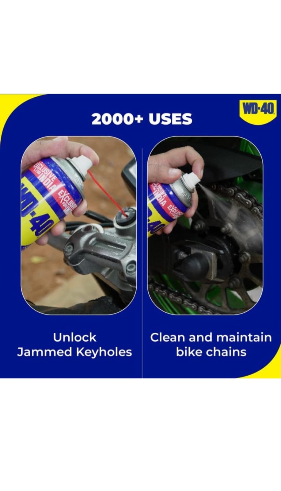 WD-40 Multipurpose Spray, Cleans Bike and Bicycle Chains, Rust Remover, Hinge Lubricant, Loosens Jammed Parts, Degreaser and Cleaning Agent, 420ml x Pack of 1