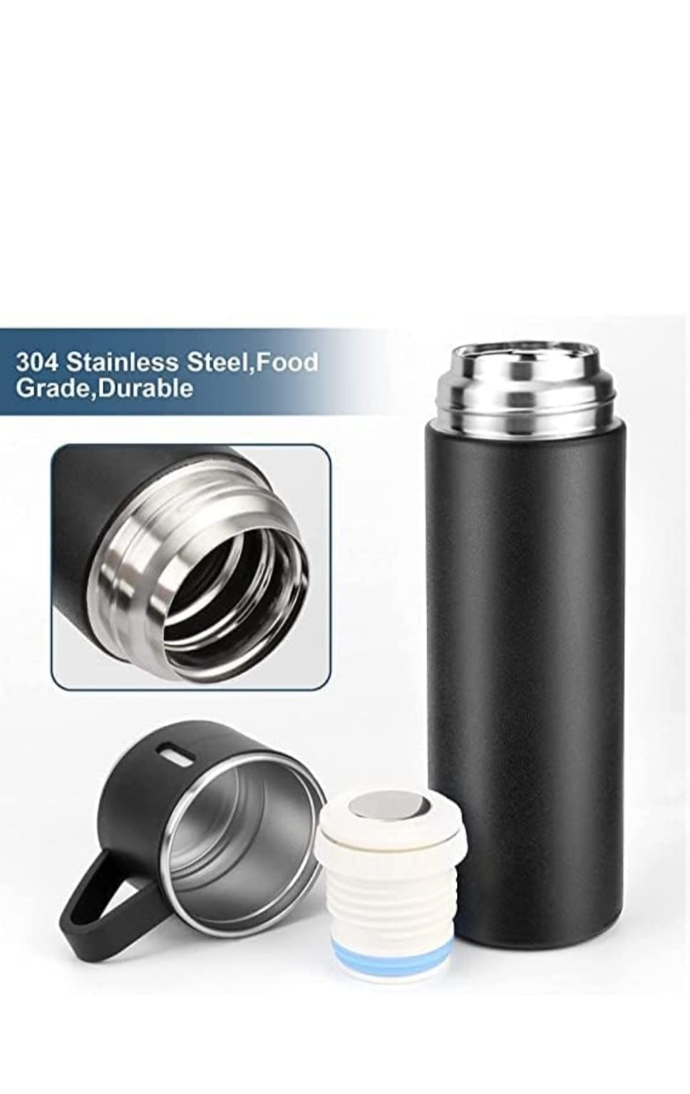 Stainless Steel Vacuum Flask Set with 2 Cups Flask Combo Keeps Liquid Tea Coffee Cold Hot Bottle Drink Water Flask Bottle 500ml Vacuum Insulated Bottle(Multicolor)