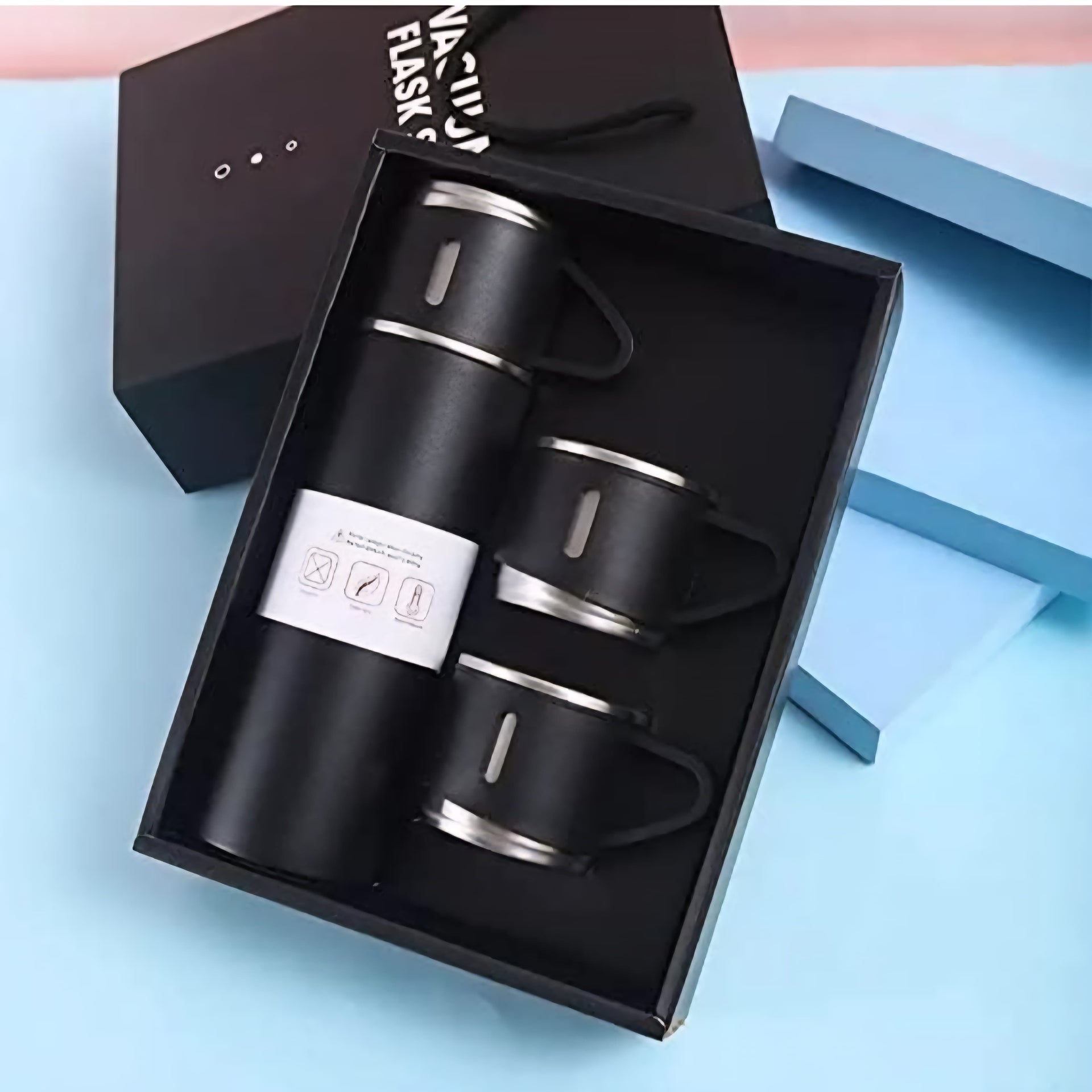 Stainless Steel Vacuum Flask Set with 2 Cups Flask Combo Keeps Liquid Tea Coffee Cold Hot Bottle Drink Water Flask Bottle 500ml Vacuum Insulated Bottle(Multicolor)