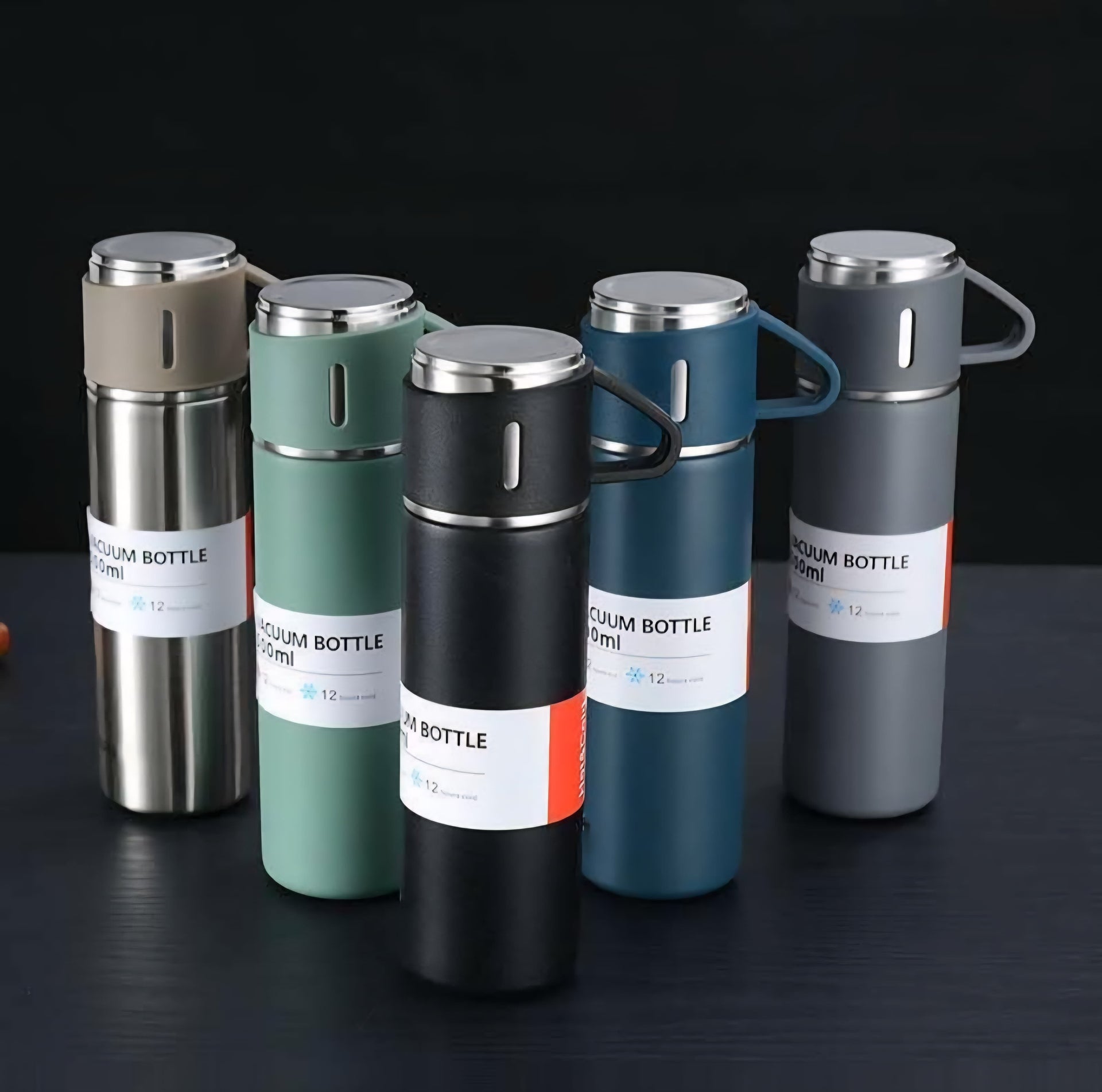 Stainless Steel Vacuum Flask Set with 2 Cups Flask Combo Keeps Liquid Tea Coffee Cold Hot Bottle Drink Water Flask Bottle 500ml Vacuum Insulated Bottle(Multicolor)
