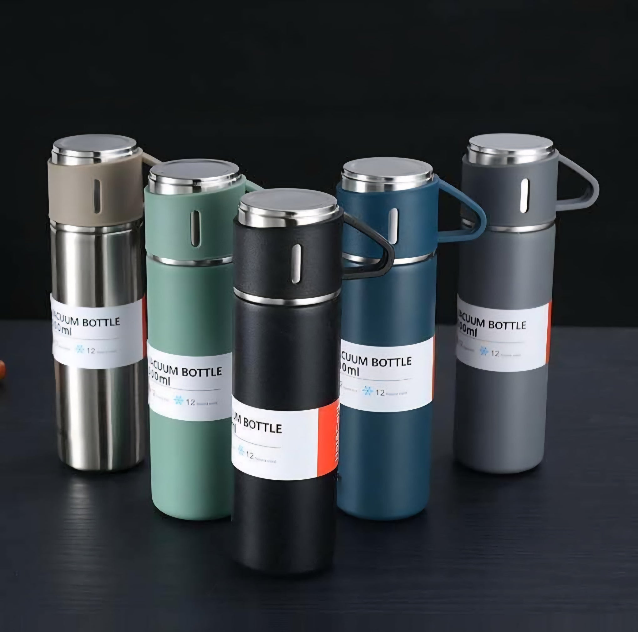 Stainless Steel Vacuum Flask Set with 2 Cups Flask Combo Keeps Liquid Tea Coffee Cold Hot Bottle Drink Water Flask Bottle 500ml Vacuum Insulated Bottle(Multicolor)