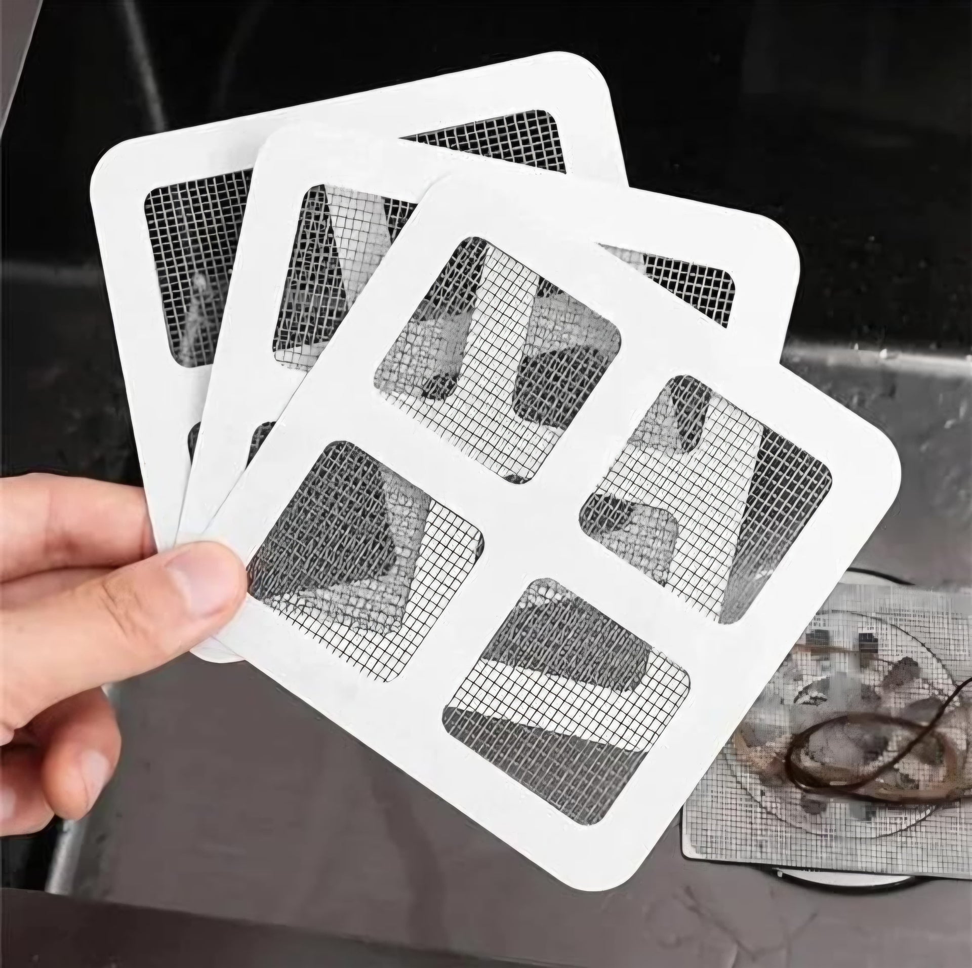 Disposable Hair Catcher Drain Cover Mesh Stickers | Shower & Sink Hair Trap | Anti-Clog Drain Filter for Bathroom, Kitchen, Laundry & Floor Drains- Pack of 10