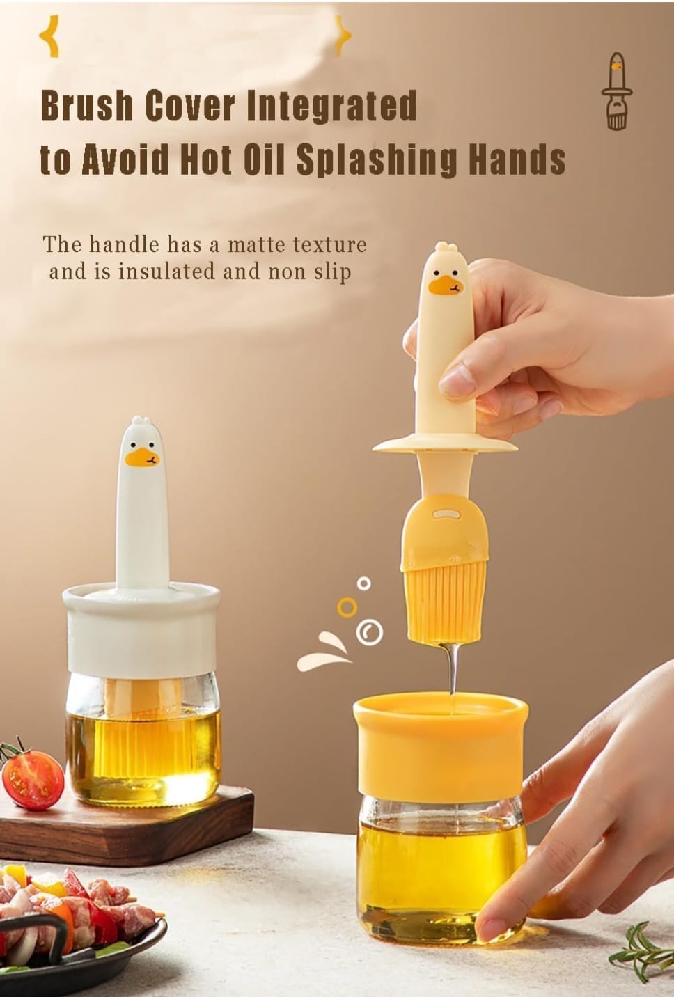 Oil Dispenser Bottle with Silicone Oil Brush | Leak-Proof Glass Jar | Cooking, Baking & BBQ Oil Container | Easy Control Oil Brush Bottle (Pack of 1)