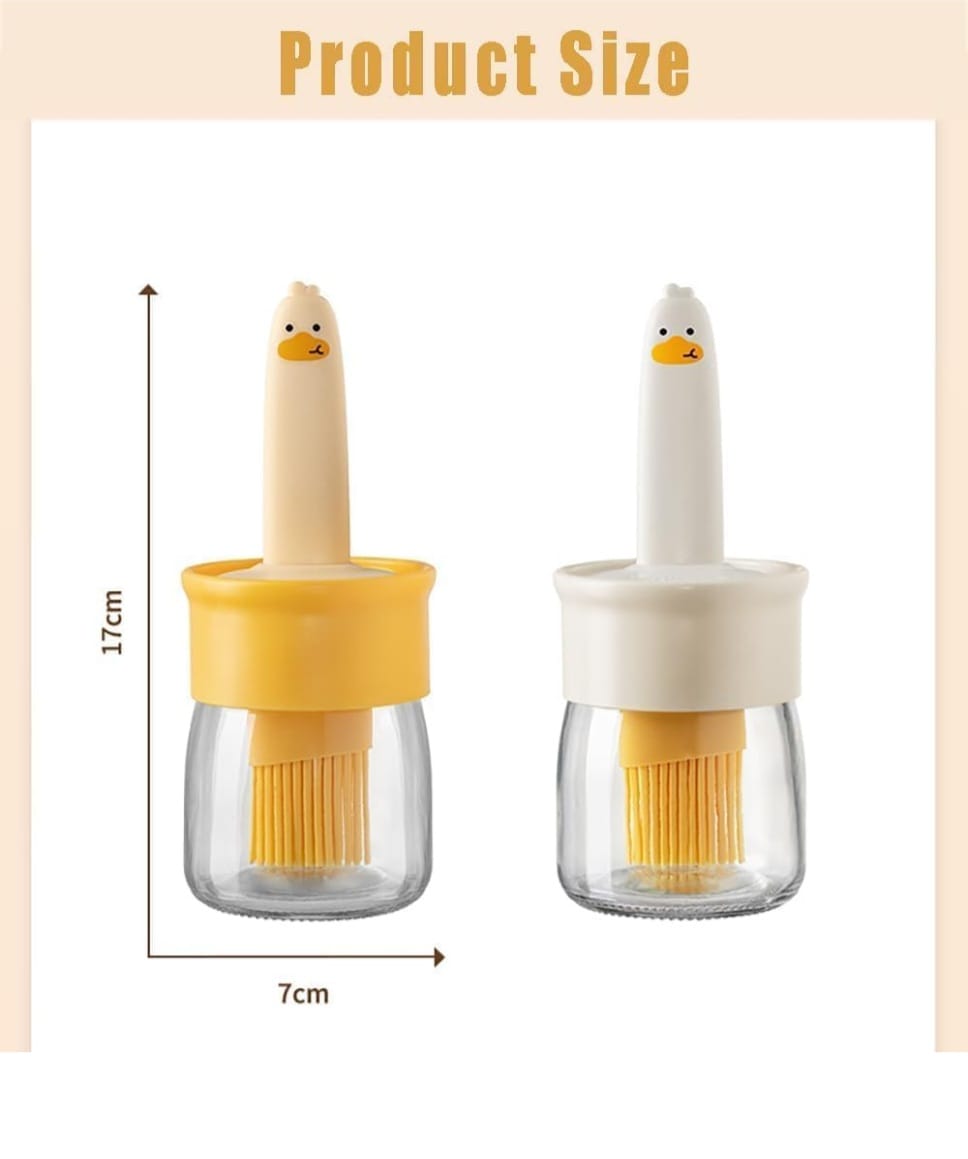 Oil Dispenser Bottle with Silicone Oil Brush | Leak-Proof Glass Jar | Cooking, Baking & BBQ Oil Container | Easy Control Oil Brush Bottle (Pack of 1)
