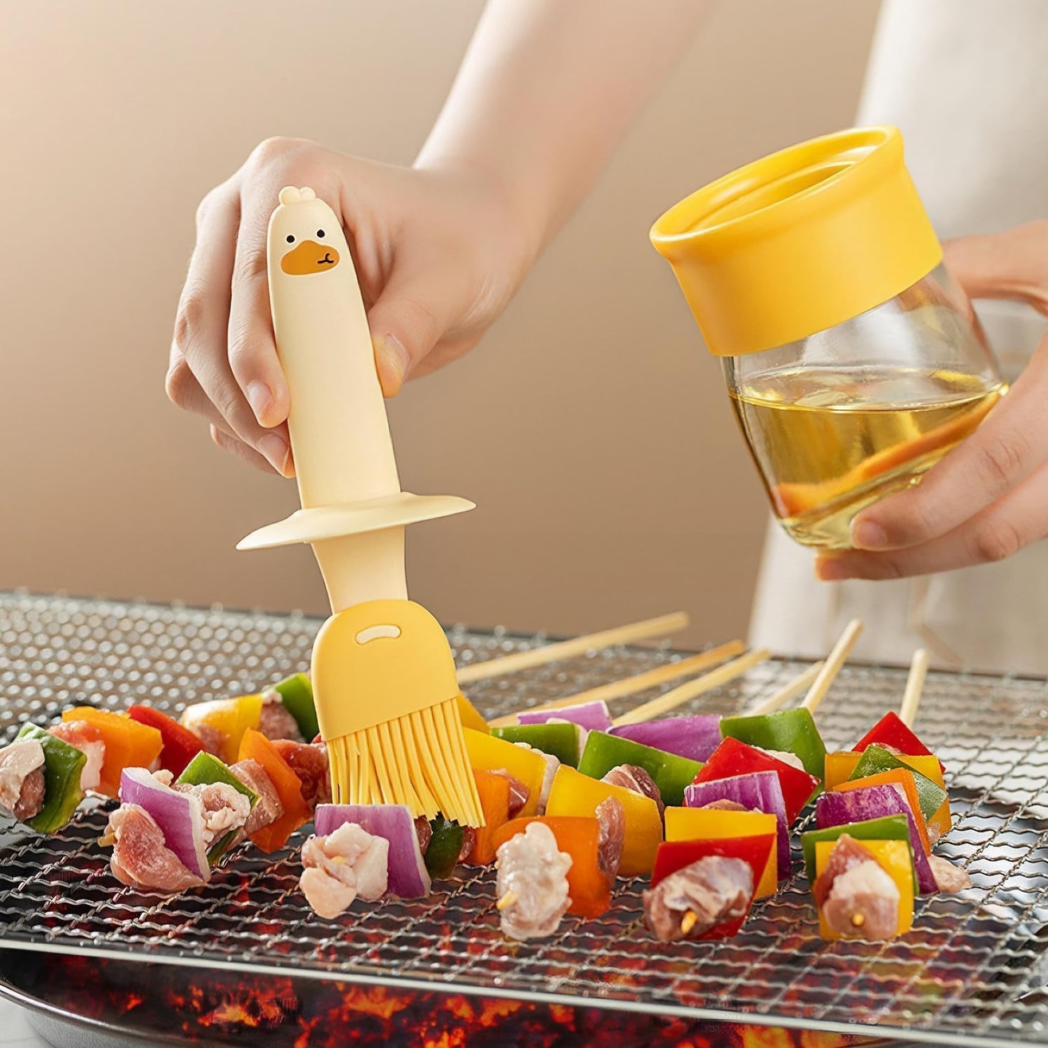 Oil Dispenser Bottle with Silicone Oil Brush | Leak-Proof Glass Jar | Cooking, Baking & BBQ Oil Container | Easy Control Oil Brush Bottle (Pack of 1)