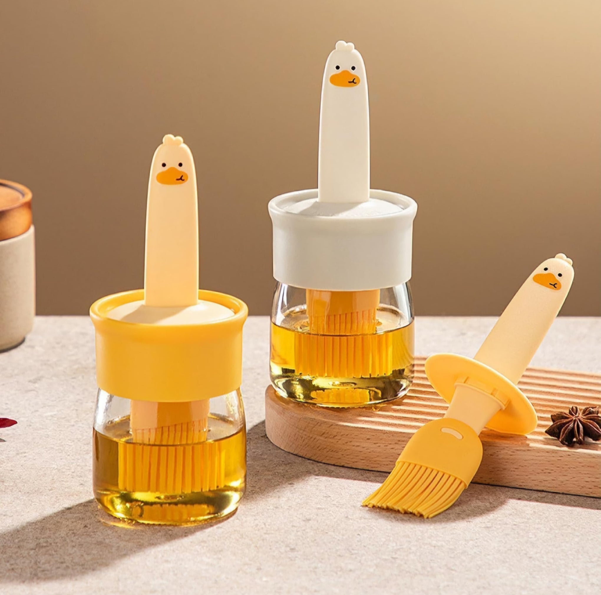 Oil Dispenser Bottle with Silicone Oil Brush | Leak-Proof Glass Jar | Cooking, Baking & BBQ Oil Container | Easy Control Oil Brush Bottle (Pack of 1)