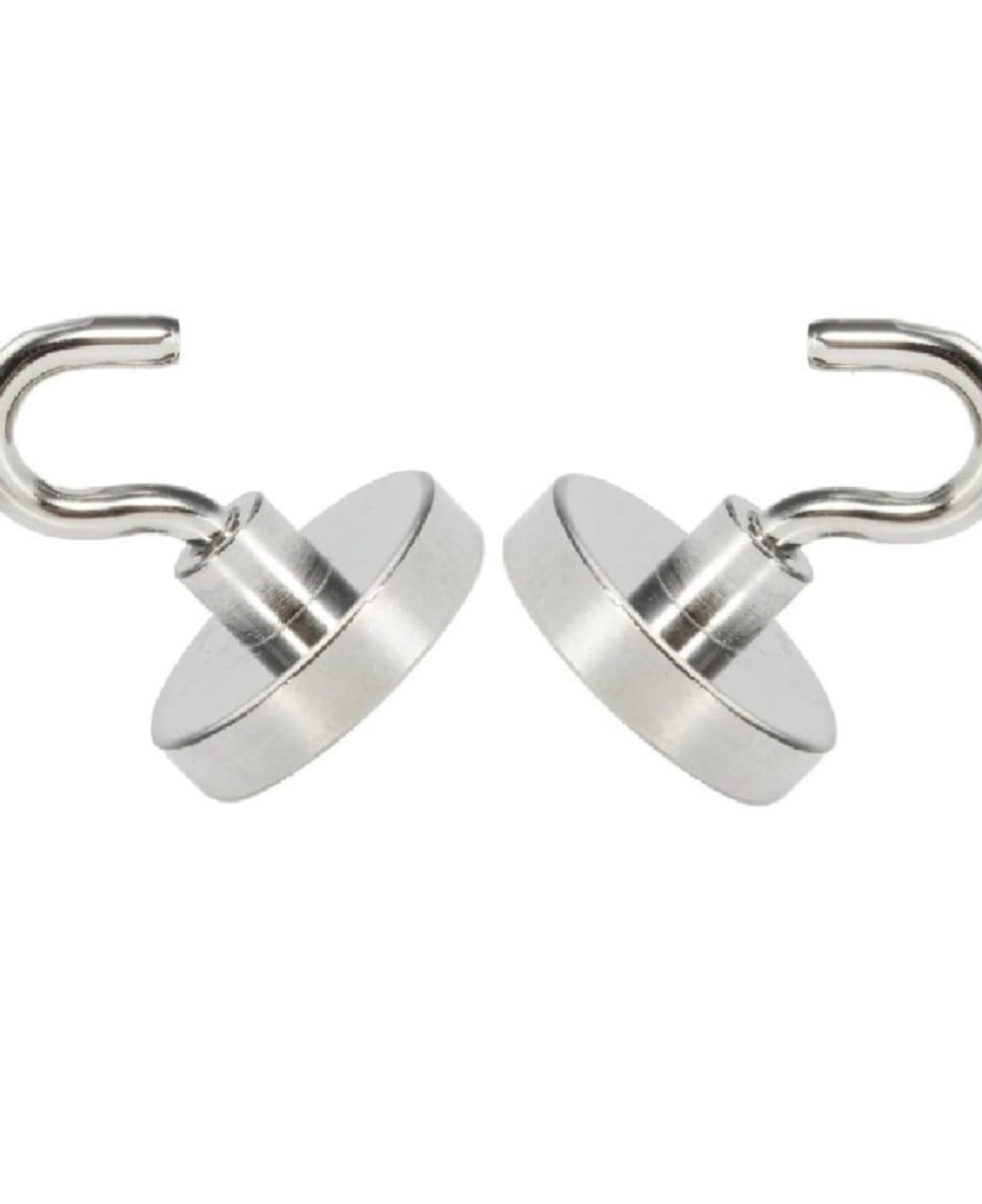Smrtin Premium Magnetic Hooks | 6KG (13 LBS) Heavy Duty Powerful Magnet Hooks | Multi-Purpose Hanger for Fridge, Ceiling & Wall | Rust-Resistant (White/Silver, Pack of 5)