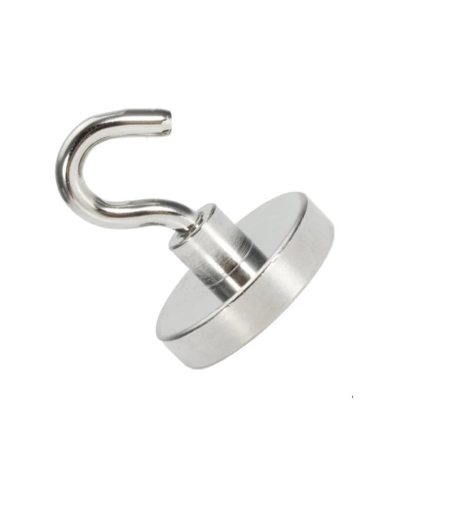 Smrtin Premium Magnetic Hooks | 6KG (13 LBS) Heavy Duty Powerful Magnet Hooks | Multi-Purpose Hanger for Fridge, Ceiling & Wall | Rust-Resistant (White/Silver, Pack of 5)