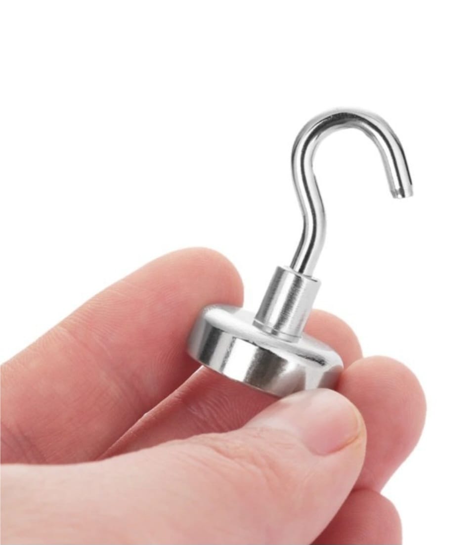 Smrtin Premium Magnetic Hooks | 6KG (13 LBS) Heavy Duty Powerful Magnet Hooks | Multi-Purpose Hanger for Fridge, Ceiling & Wall | Rust-Resistant (White/Silver, Pack of 5)