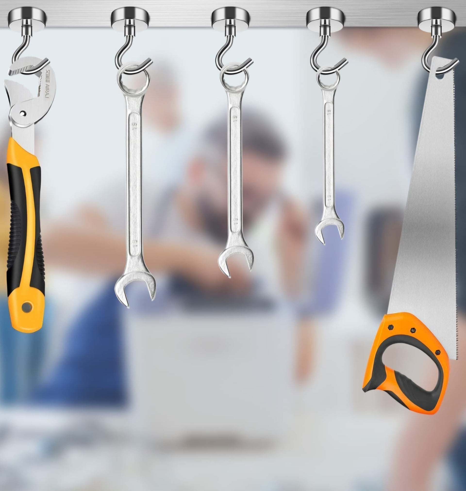 Smrtin Premium Magnetic Hooks | 6KG (13 LBS) Heavy Duty Powerful Magnet Hooks | Multi-Purpose Hanger for Fridge, Ceiling & Wall | Rust-Resistant (White/Silver, Pack of 5)