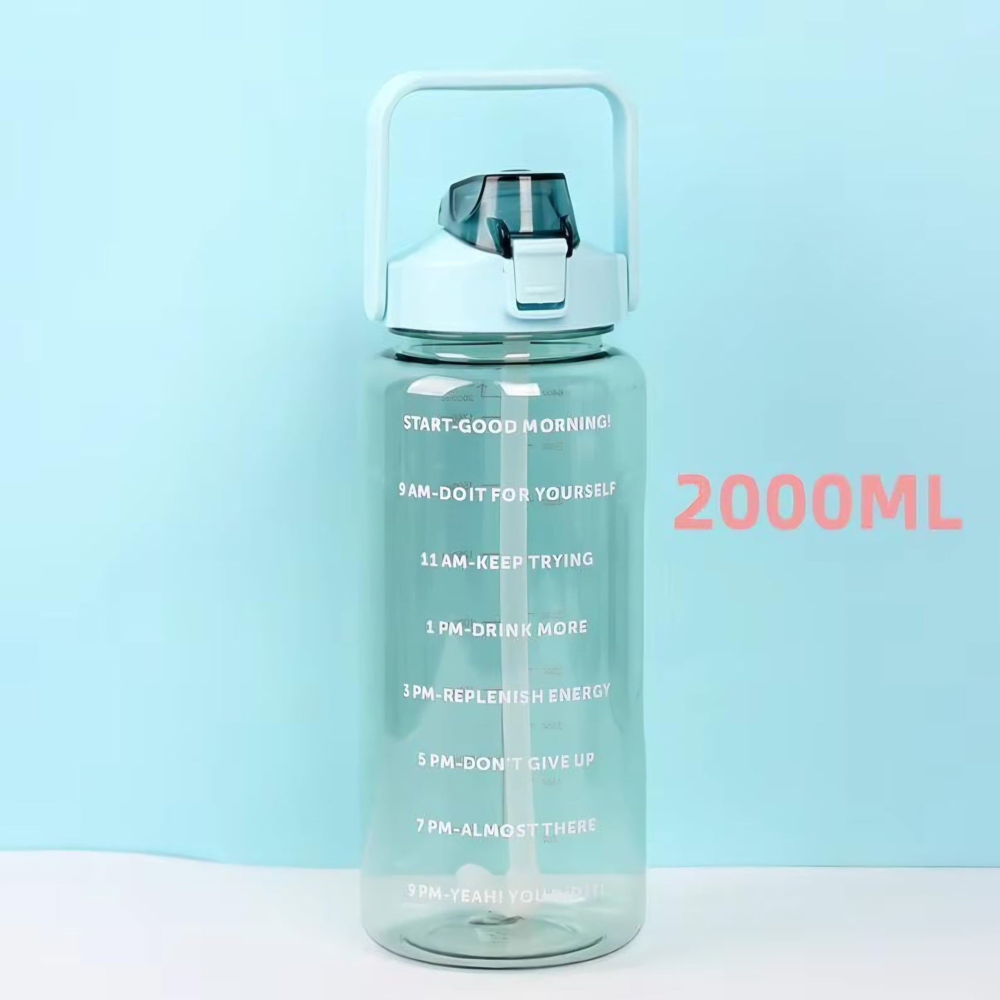 Smrtin Premium Quality Motivational Water Bottle with Time Marker Transparent, Leak-Proof, and Break-Proof Office, School, College,Travel Bottle BPA-Free Sport 2 Litre Bottle Multicolor| Plastic