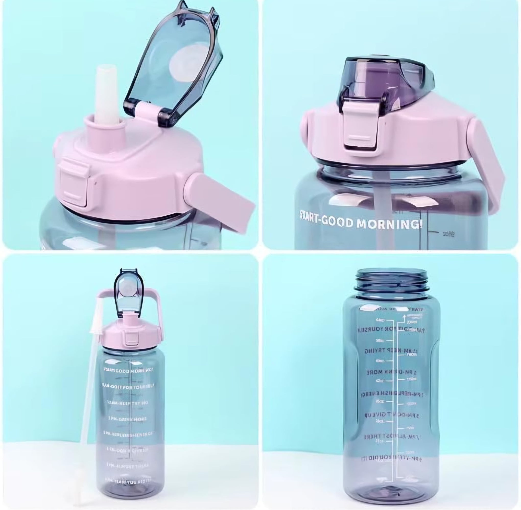 Smrtin Premium Quality Motivational Water Bottle with Time Marker – Pack of 3 (2000ml, 900ml & 300ml) | BPA-Free Plastic | Multicolor